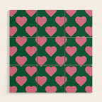 Bubblegum and Forest Just Hearts Wood Wall Art Gallery Image 1