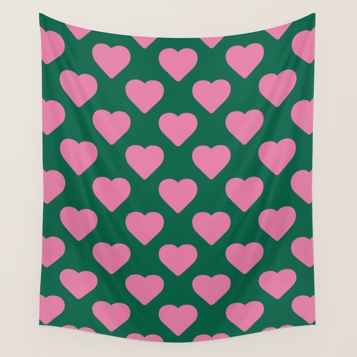 Bubblegum and Forest Just Hearts Wall Tapestry Gallery Image 4