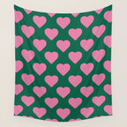 Bubblegum and Forest Just Hearts Wall Tapestry Gallery Image 4