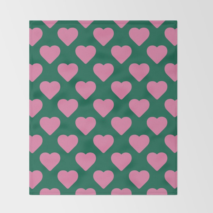 Bubblegum and Forest Just Hearts Throw Blanket Gallery Image 2