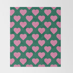 Bubblegum and Forest Just Hearts Throw Blanket Gallery Image 2