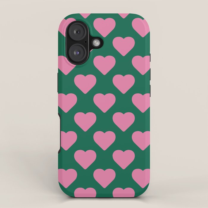 Bubblegum and Forest Just Hearts iPhone Case Gallery Image 1