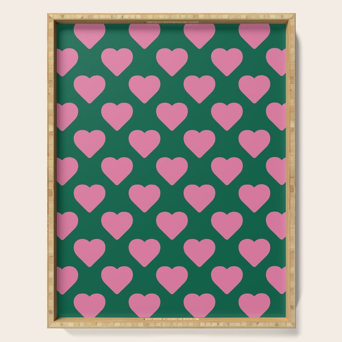 Bubblegum and Forest Just Hearts Serving Tray Gallery Image 1