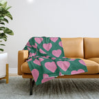 Bubblegum and Forest Just Hearts Throw Blanket Gallery Image 1