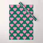 Bubblegum and Forest Just Hearts Wrapping Paper Gallery Image 1
