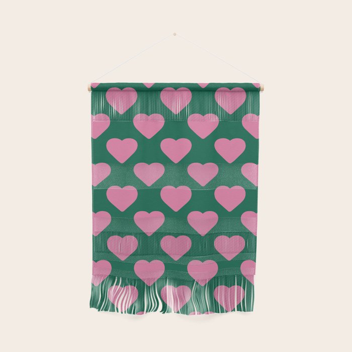 Bubblegum and Forest Just Hearts Wall Hanging Gallery Image 1
