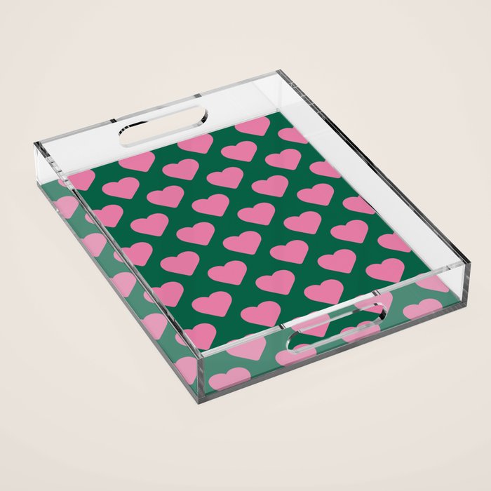 Bubblegum and Forest Just Hearts Acrylic Tray Gallery Image 1