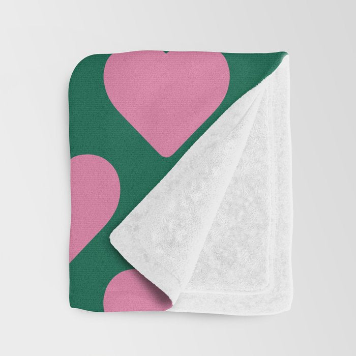 Bubblegum and Forest Just Hearts Throw Blanket Gallery Image 3
