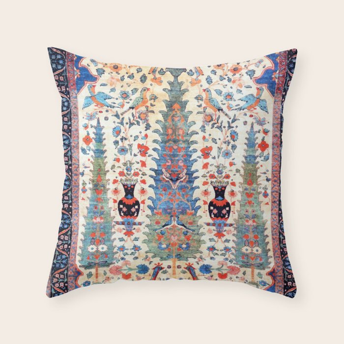 Kerman 19th Century Prayer Rug Print Throw Pillow Gallery Image 1