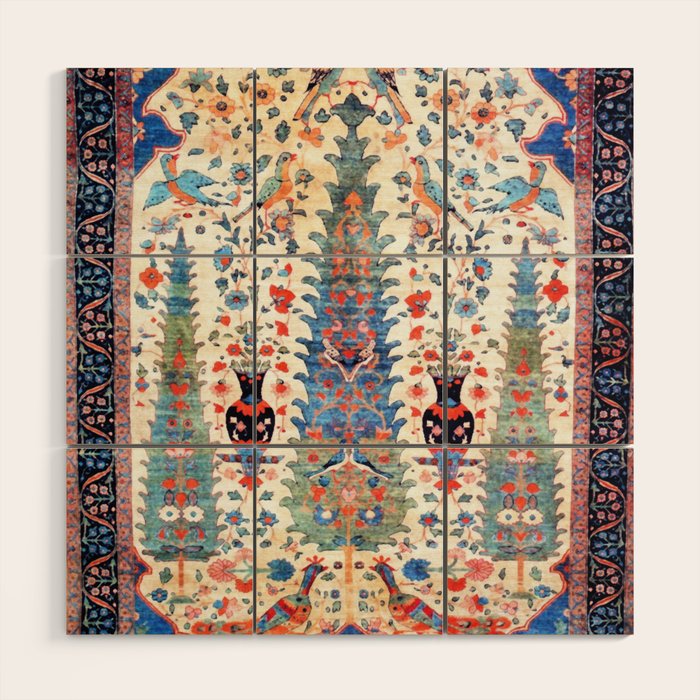 Kerman 19th Century Prayer Rug Print Wood Wall Art Gallery Image 1