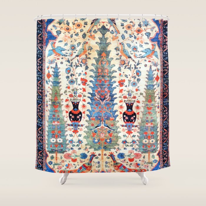 Kerman 19th Century Prayer Rug Print Shower Curtain Gallery Image 1