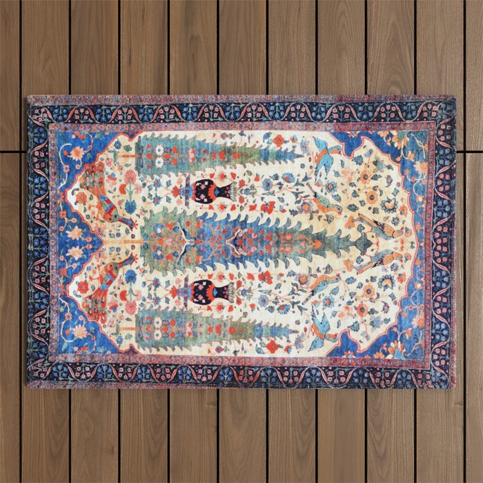 Kerman 19th Century Prayer Rug Print Outdoor Rug Gallery Image 1