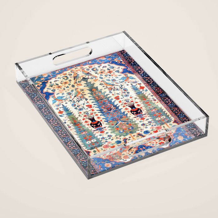 Kerman 19th Century Prayer Rug Print Acrylic Tray Gallery Image 1