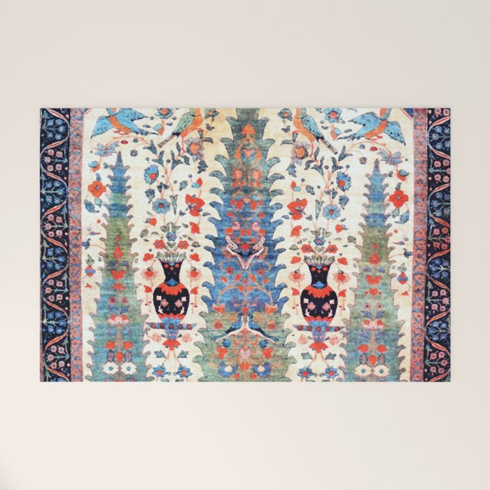 Kerman 19th Century Prayer Rug Print Welcome Mat Gallery Image 1