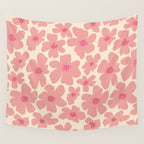 Retro Daisy - Pink and Cream Wall Tapestry Gallery Image 4