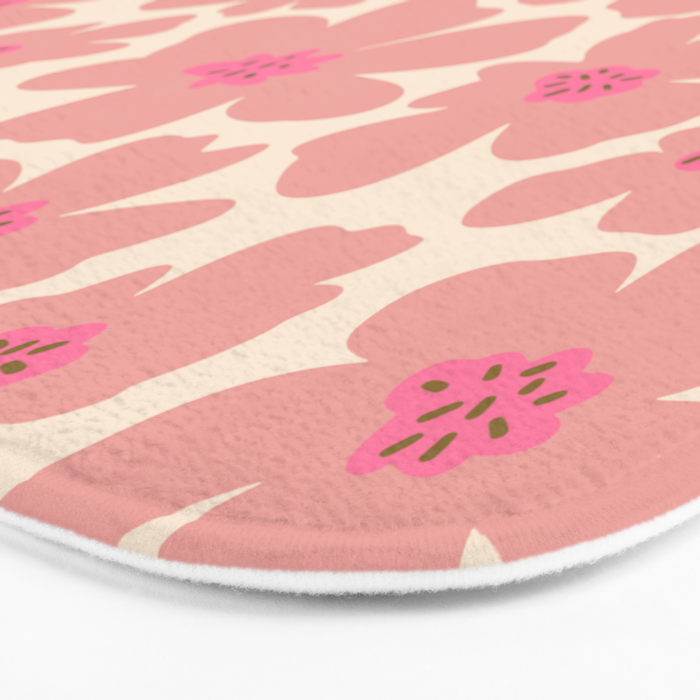 Retro Daisy - Pink and Cream Bath Mat Gallery Image 3