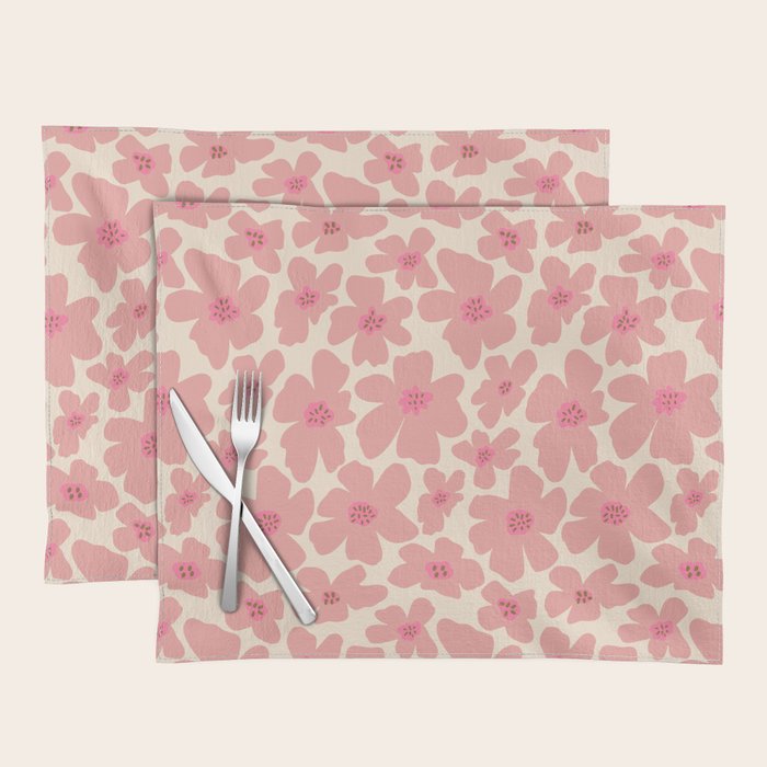 Retro Daisy - Pink and Cream Placemat Gallery Image 1