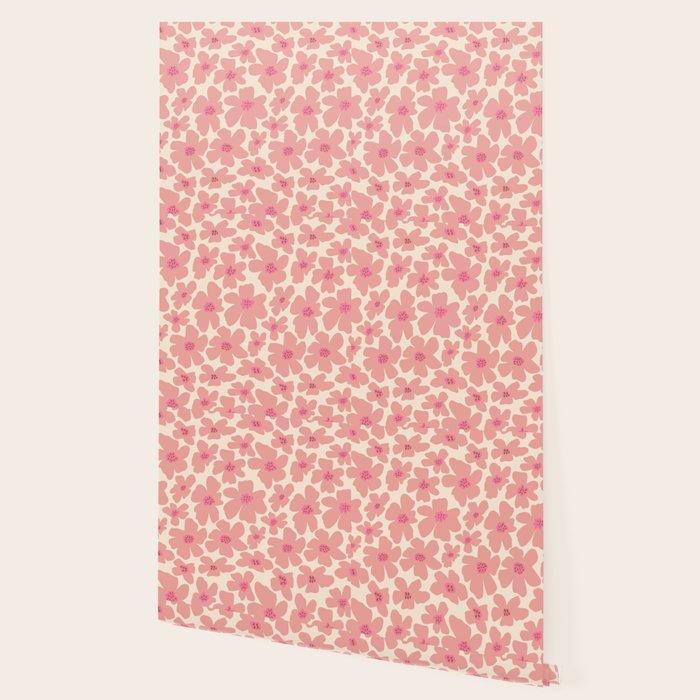Retro Daisy - Pink and Cream Wallpaper Gallery Image 2