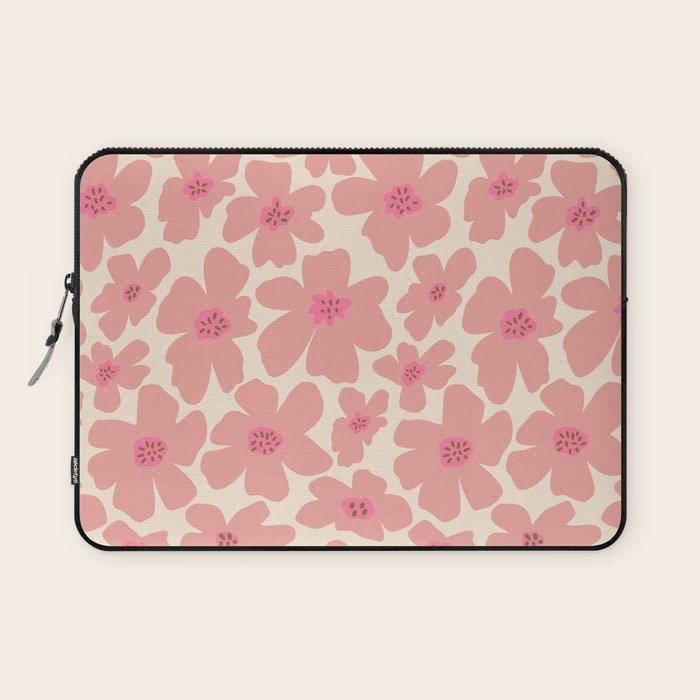 Retro Daisy - Pink and Cream Laptop Sleeve Gallery Image 1