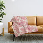 Retro Daisy - Pink and Cream Throw Blanket Gallery Image 1