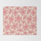 Retro Daisy - Pink and Cream Throw Blanket Gallery Image 2