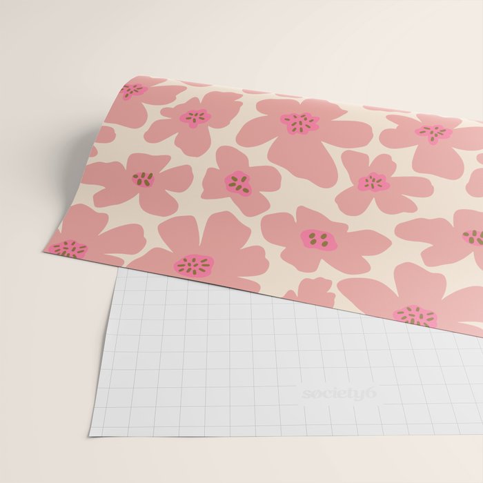 Retro Daisy - Pink and Cream Wrapping Paper Gallery Image 2