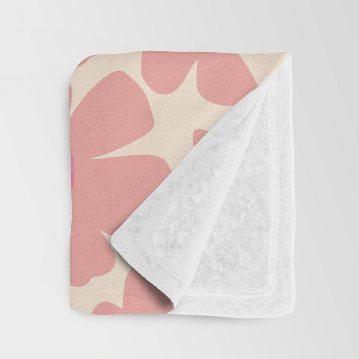 Retro Daisy - Pink and Cream Throw Blanket Gallery Image 3