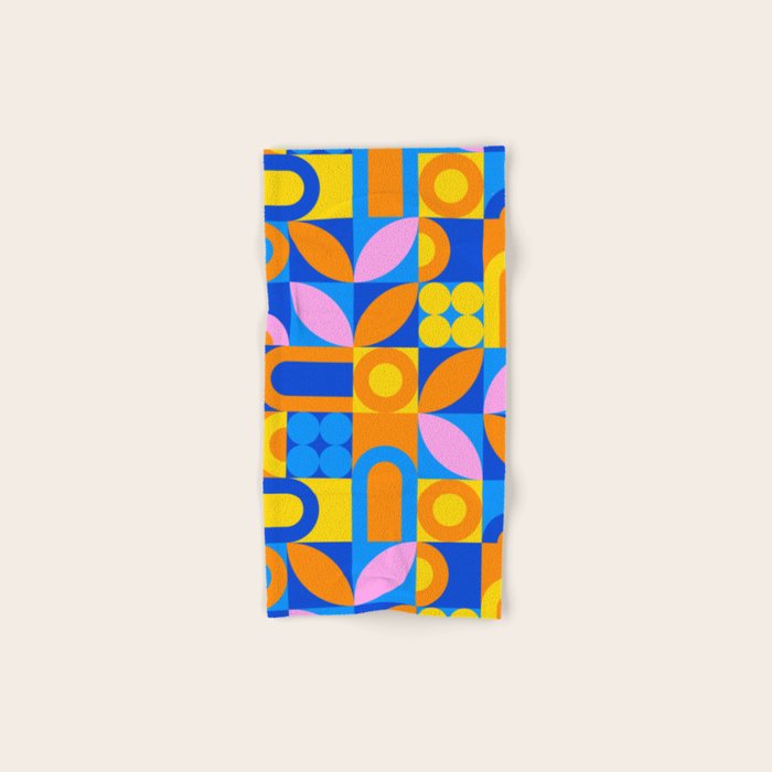 Colorful abstract geometric mosaic pattern Bath Towel Gallery Image 1