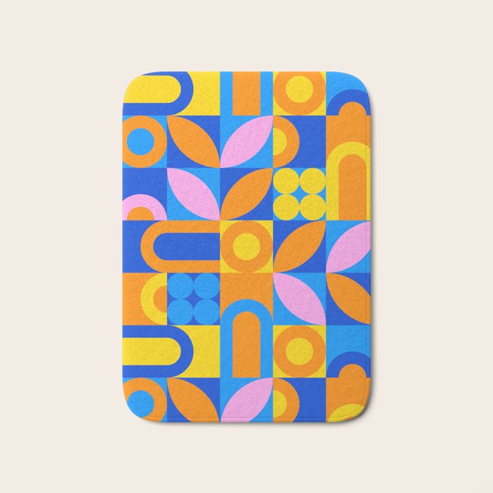Colorful abstract geometric mosaic pattern Bath Mat Gallery Image 1