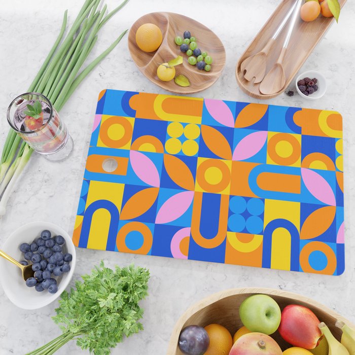 Colorful abstract geometric mosaic pattern Cutting Board Gallery Image 2