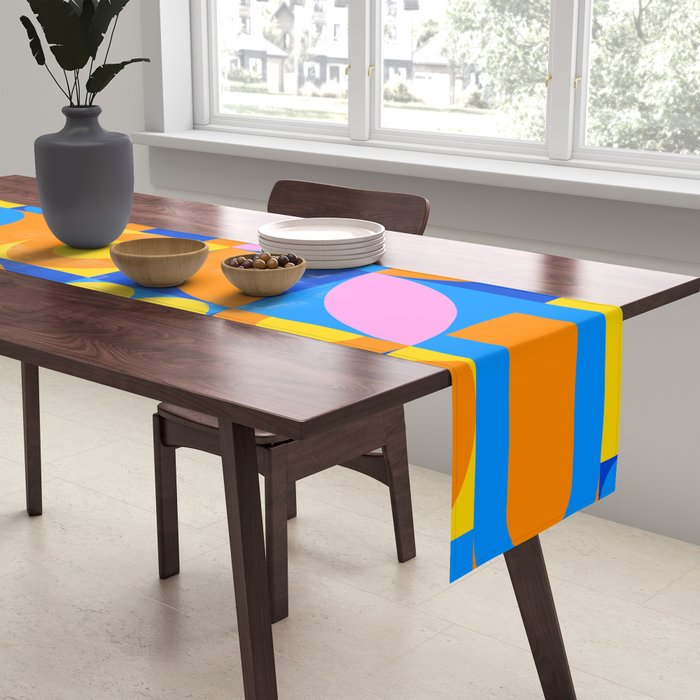 Colorful abstract geometric mosaic pattern Table Runner Gallery Image 2