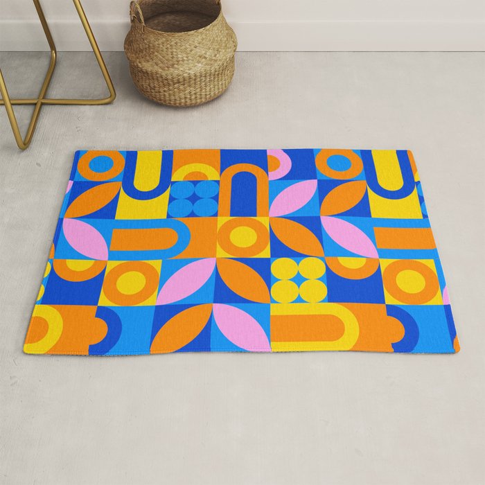 Colorful abstract geometric mosaic pattern Rug Gallery Image 1