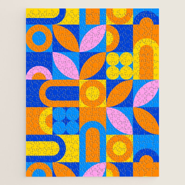 Colorful abstract geometric mosaic pattern Jigsaw Puzzle Gallery Image 1
