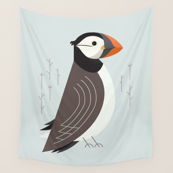 Atlantic Puffin, Bird of United Kingdom Wall Tapestry Gallery Image 4