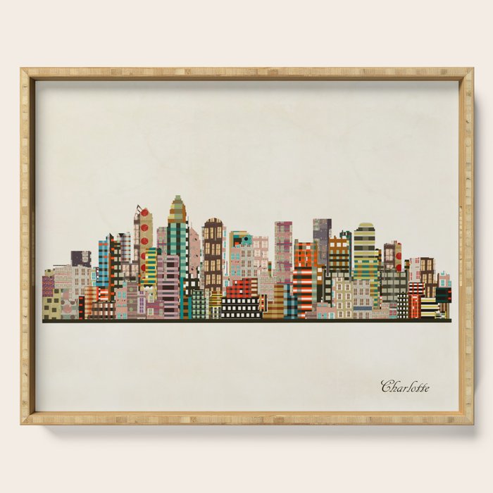charlotte north carolina skyline Serving Tray Gallery Image 1