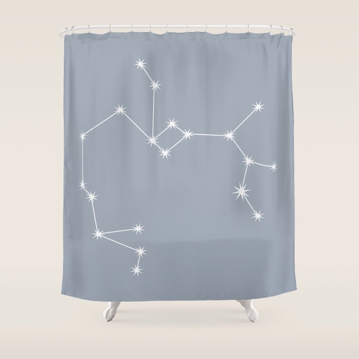 Sagittarius Zodiac Star Constellation Line Art Blue Grey Shower Curtain Gallery Image 1