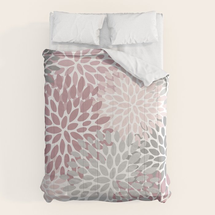 Floral Pattern, Pink, Gray and White Comforter Gallery Image 6