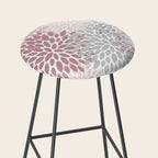 Floral Pattern, Pink, Gray and White Stool Gallery Image 2