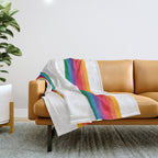 Retro Bright Rainbow - Straight Throw Blanket Gallery Image 1