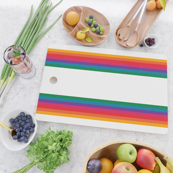 Retro Bright Rainbow - Straight Cutting Board Gallery Image 2