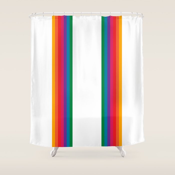 Retro Bright Rainbow - Straight Shower Curtain Gallery Image 1