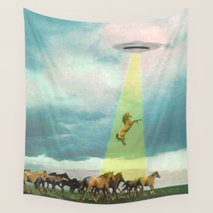 They too love horses (UFO) Wall Tapestry Gallery Image 1