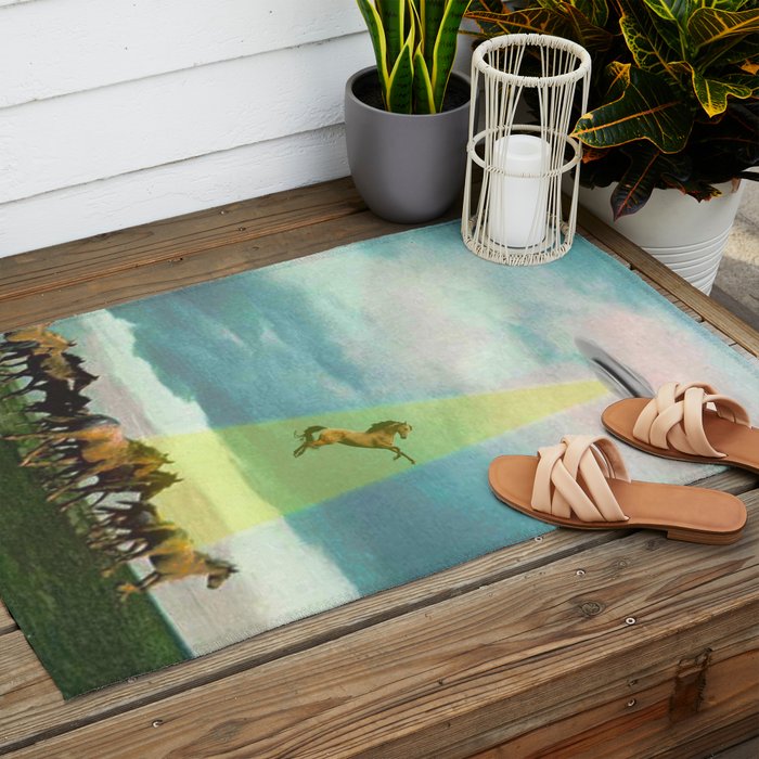 They too love horses (UFO) Outdoor Rug Gallery Image 2