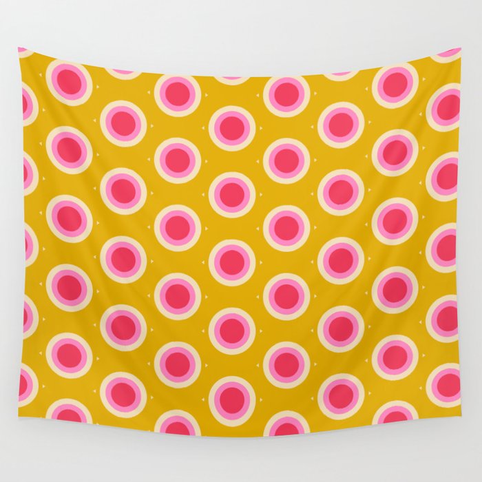 Geometric Mid century Modern Yellow Abstract Wall Tapestry Gallery Image 1