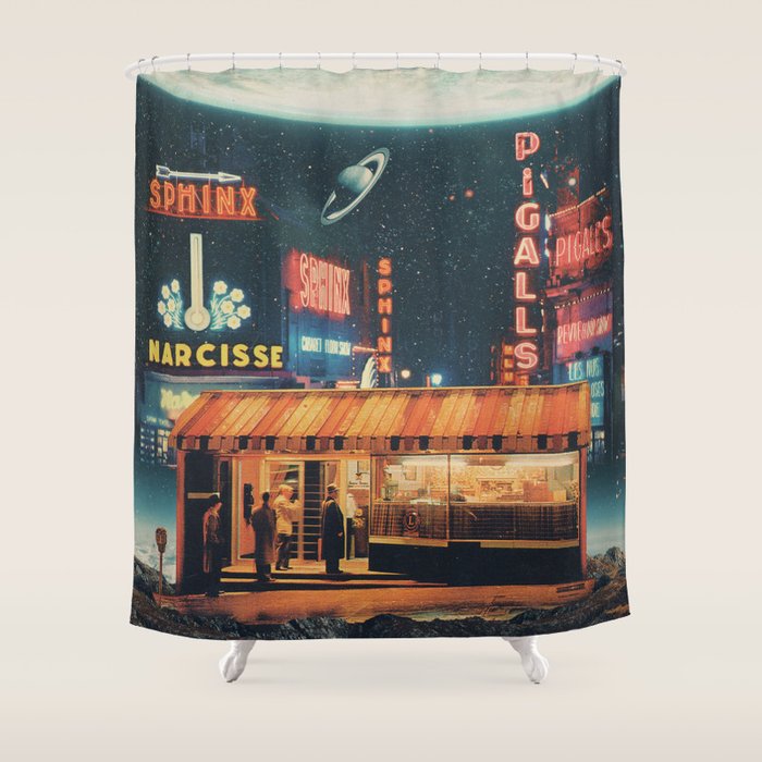 a Postcard from year 2347 Shower Curtain Gallery Image 1