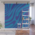 Wavy Loops Retro Contemporary Pop Pattern in Bold Blue Wall Mural Gallery Image 1