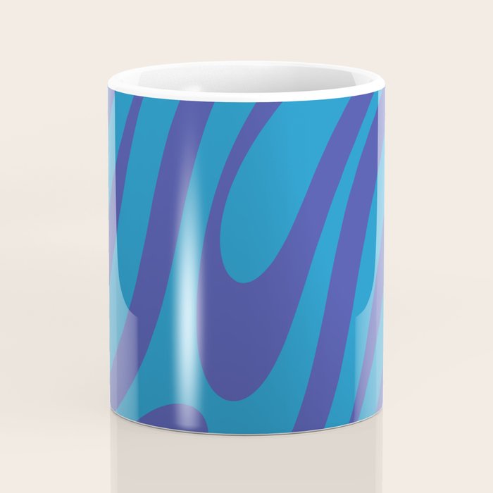 Wavy Loops Retro Contemporary Pop Pattern in Bold Blue Coffee Mug Gallery Image 4