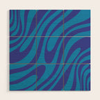 Wavy Loops Retro Contemporary Pop Pattern in Bold Blue Wood Wall Art Gallery Image 1