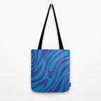 Wavy Loops Retro Contemporary Pop Pattern in Bold Blue Tote Bag Gallery Image 2