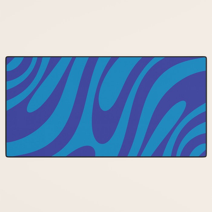 Wavy Loops Retro Contemporary Pop Pattern in Bold Blue Desk Mat Gallery Image 3
